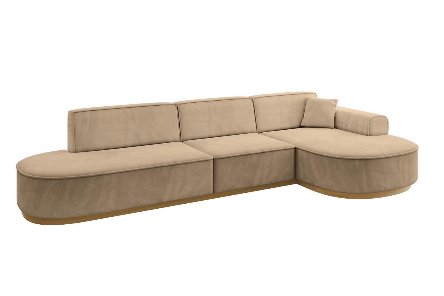 ECKSOFA Ottomane Rechts MARI-L2-v2 - 328x171x83 cm Taupe Velours - Taupe, Holzwerkstoff/Textil (171/328cm) - ALTDECOR