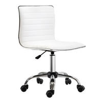 SALONSKA stolica 48/52/78-90 cm bijela od umjetne kože s podesivom visinom i kotačićima - bijela, plastika (52/90/48cm) - OKWISH