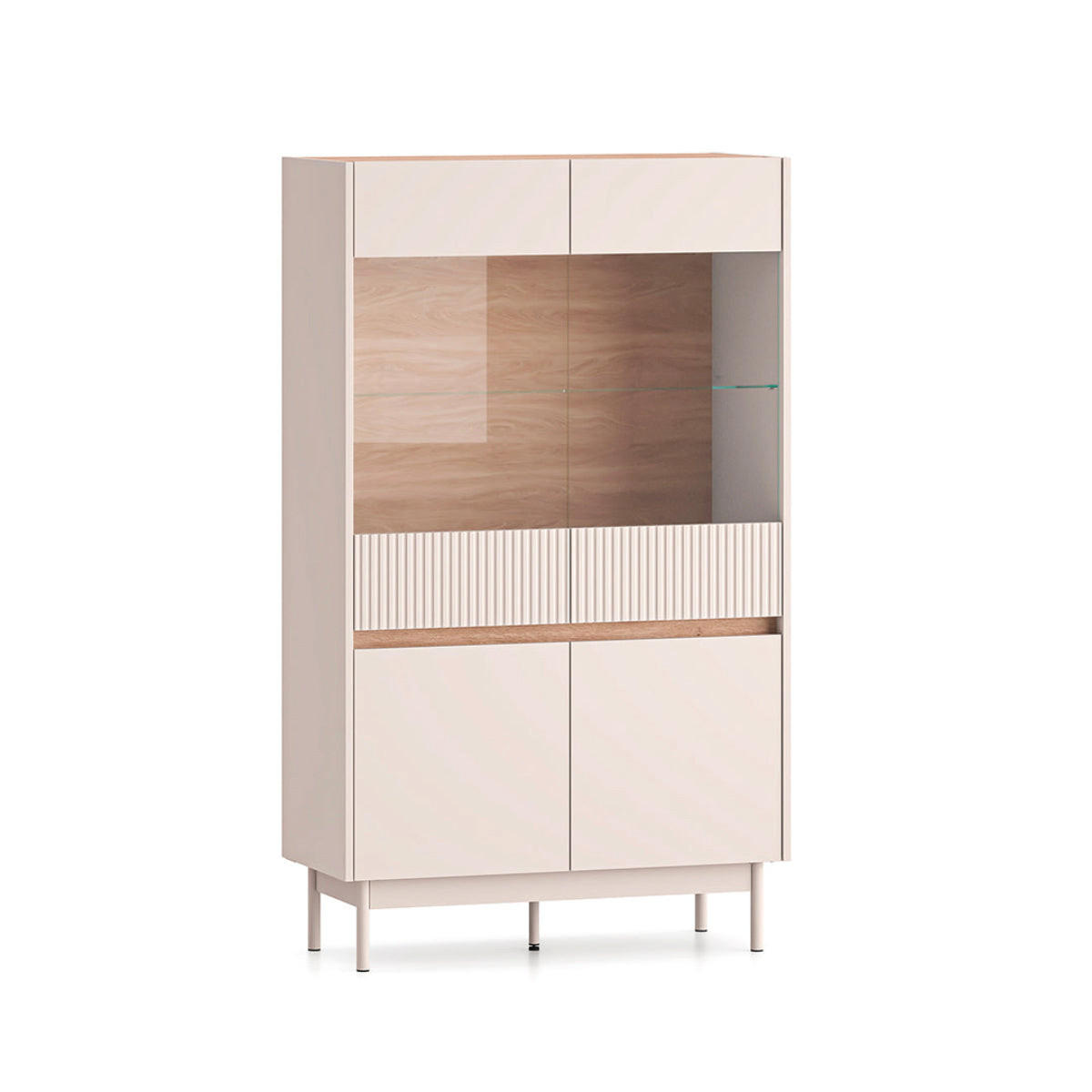 GESCHIRRSCHRANK Connie Kaschmir und Holz - Beige, Holzwerkstoff (91.9/155.8/40cm) - Petits-meubles