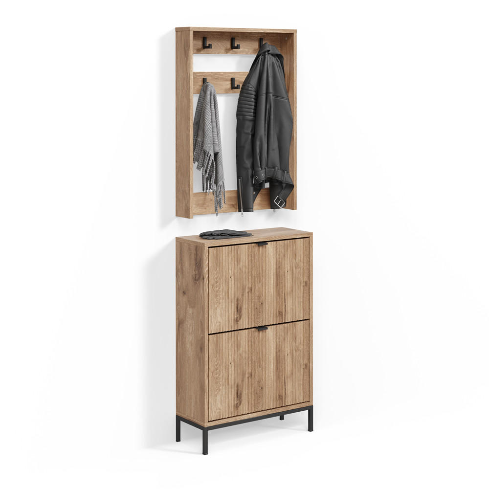 GARDEROBE Aterno Viking Oak Set, 2 Teile - Eichefarben, Holzwerkstoff (60/92/24cm) - Livinity®