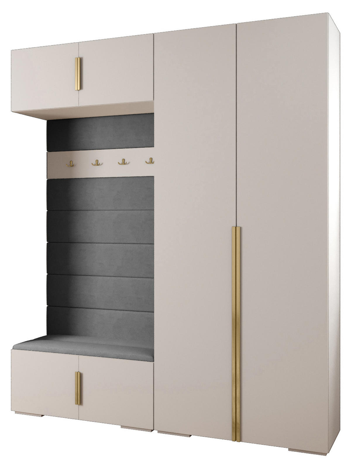 GARDEROBEN-SET 236,7/200/47 - Goldfarben/Weiß, Holz/Kunststoff (200/236.7/47cm) - Abiks Möbel
