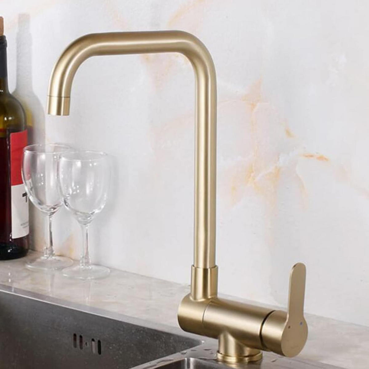 ARMATUR mit zwei 600 mm langen Zulaufrohren, 365 x 215 mm, goldfarben. - Goldfarben, Metall (45/6.5/26cm) - Vallsero