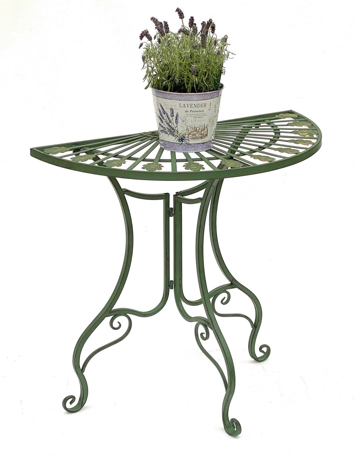 KONSOLENTISCH halbrund Metall Grün 80/40/77 cm - Grün, Metall (40/80/77cm) - DanDiBo