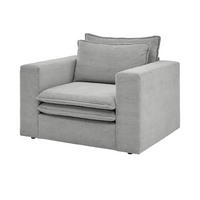 SESSEL hellgrau Cord, Loungesessel 110 cm - Beige/Hellgrau, Holz/Kunststoff (110/83/91cm) - Furn.Design