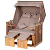 STRANDKORB mit Klapptisch Sitzhocker Getrankehaltern PE Rattan Beige - Beige, Kunststoff (79/150/118cm) - Outsunny