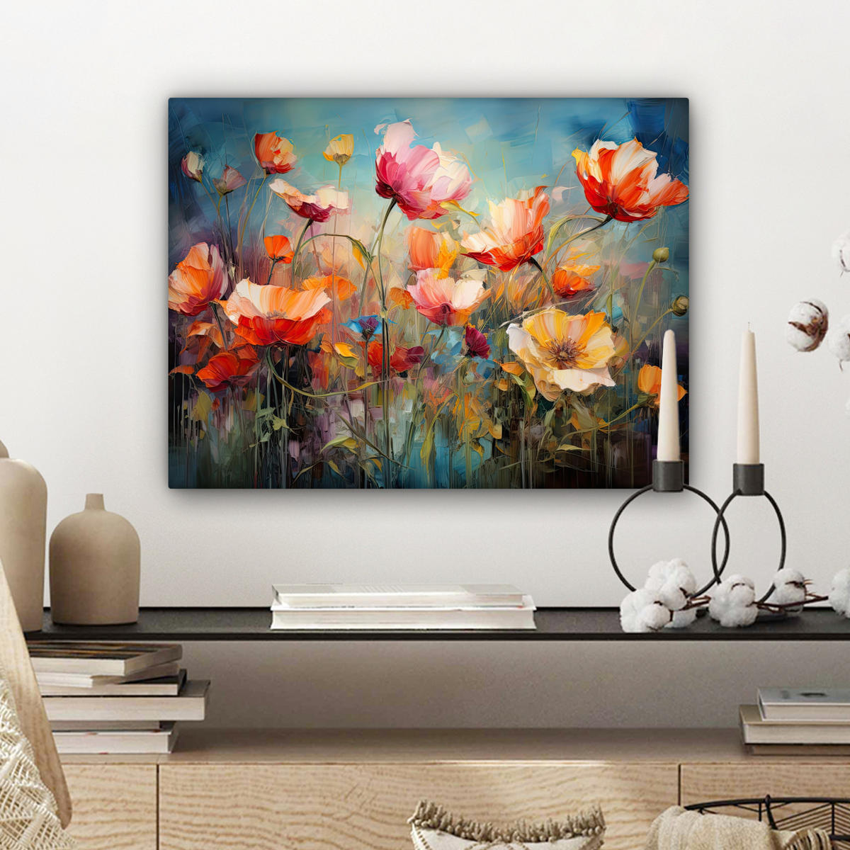 LEINWANDBILD Blumen - Aquarell - Kunst - Botanisch - Natur Wandbild 40x30 cm - Orange, Textil (40/30cm) - MuchoWow