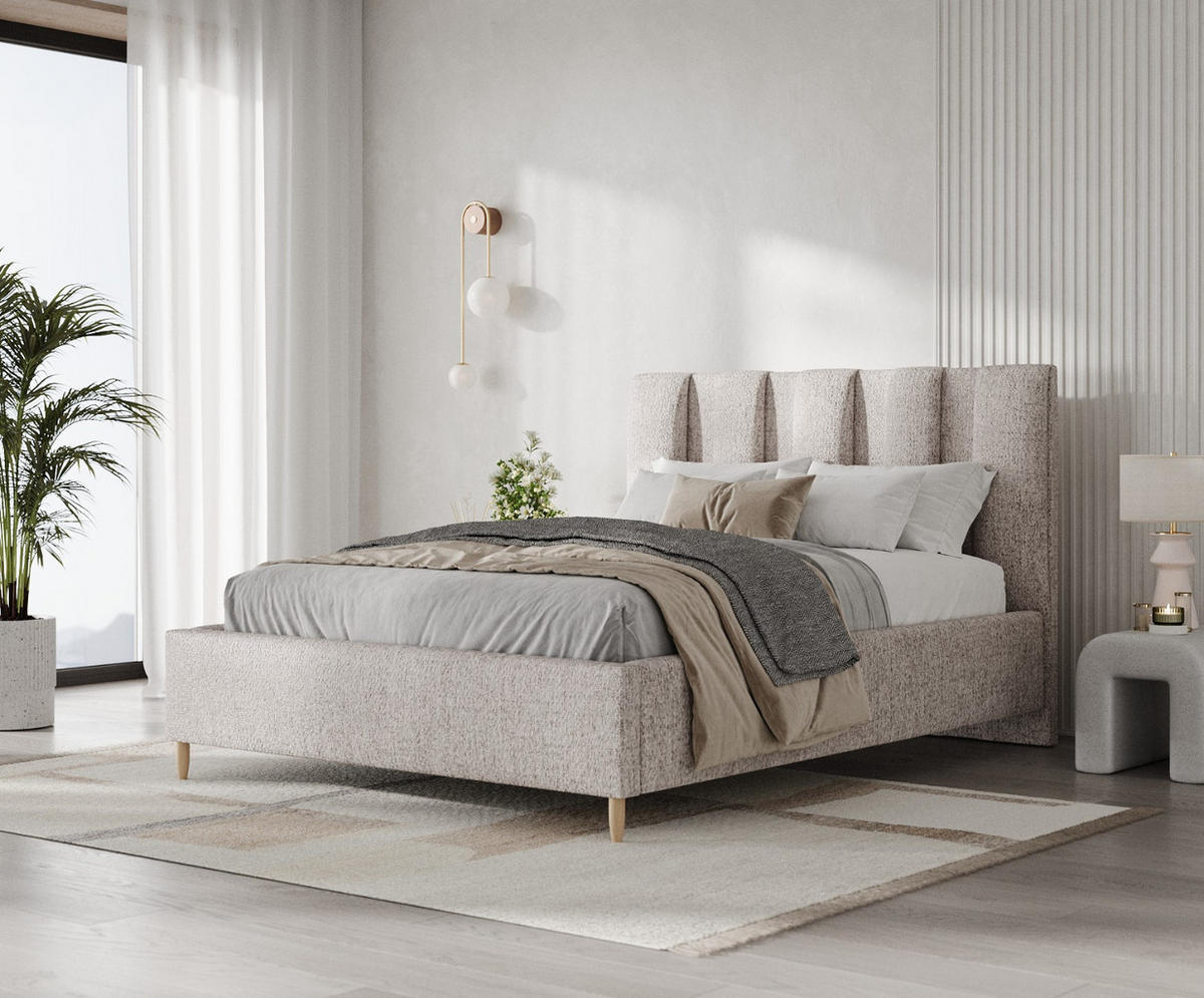 POLSTERBETT Loom 180/200 cm Beige im Neve Stoff - Beige/Naturfarben, Holz/Holzwerkstoff (180/200cm) - AltaBeds