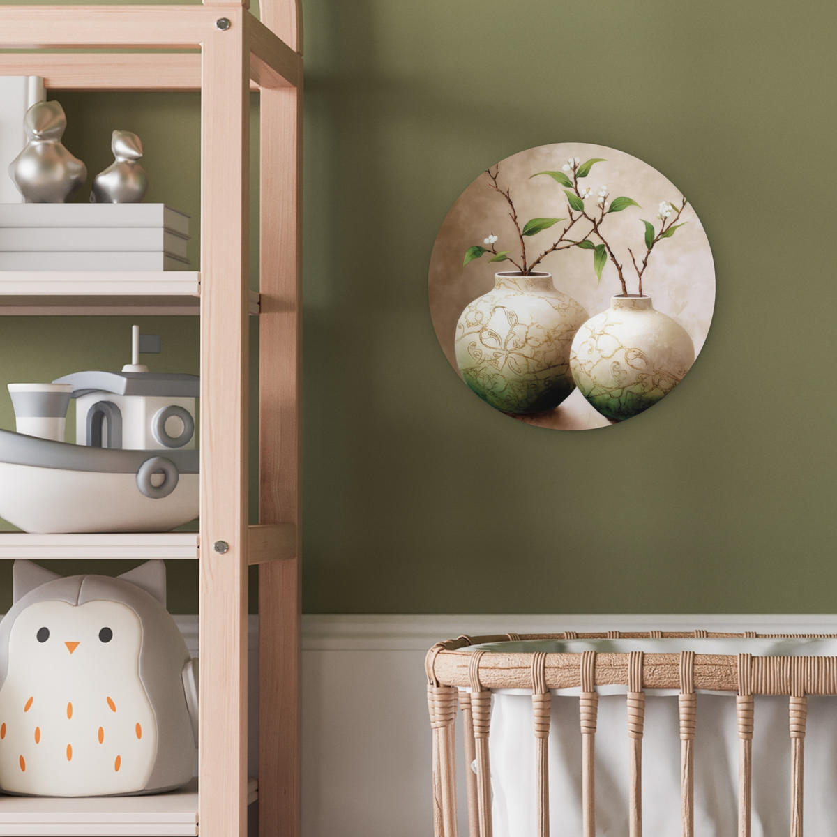 WANDBILD Blumen - Vase - Weiß - Botanisch - Beige 30x30 cm - Ecru, Kunststoff (30/30cm) - MuchoWow