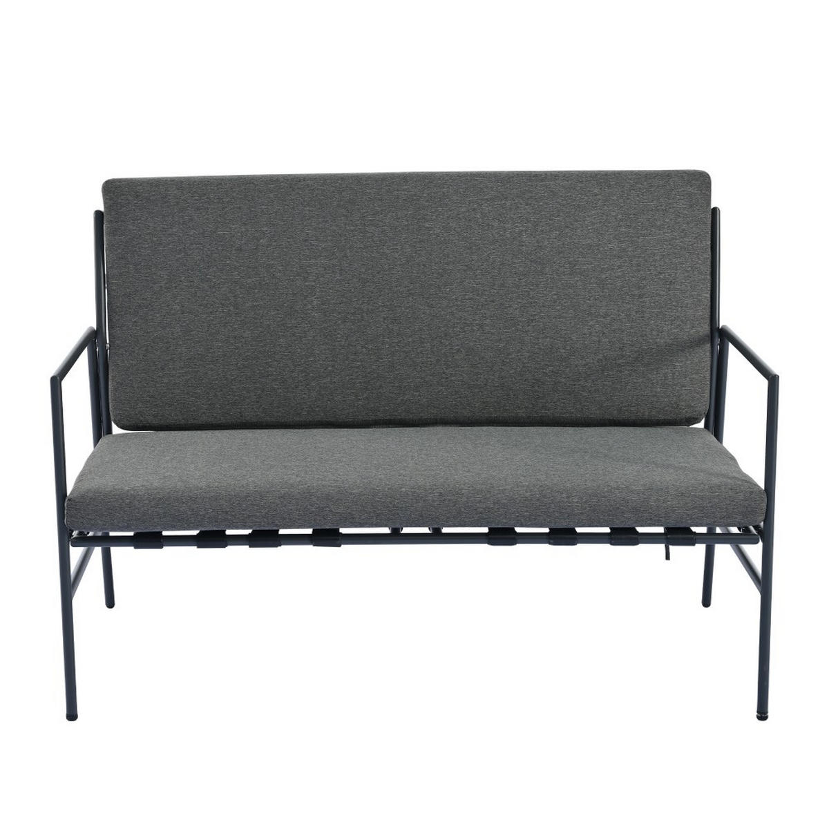 LOUNGEGARNITUR mit zwei runde Couchtische，grau - Grau, Metall - KOMHTOM