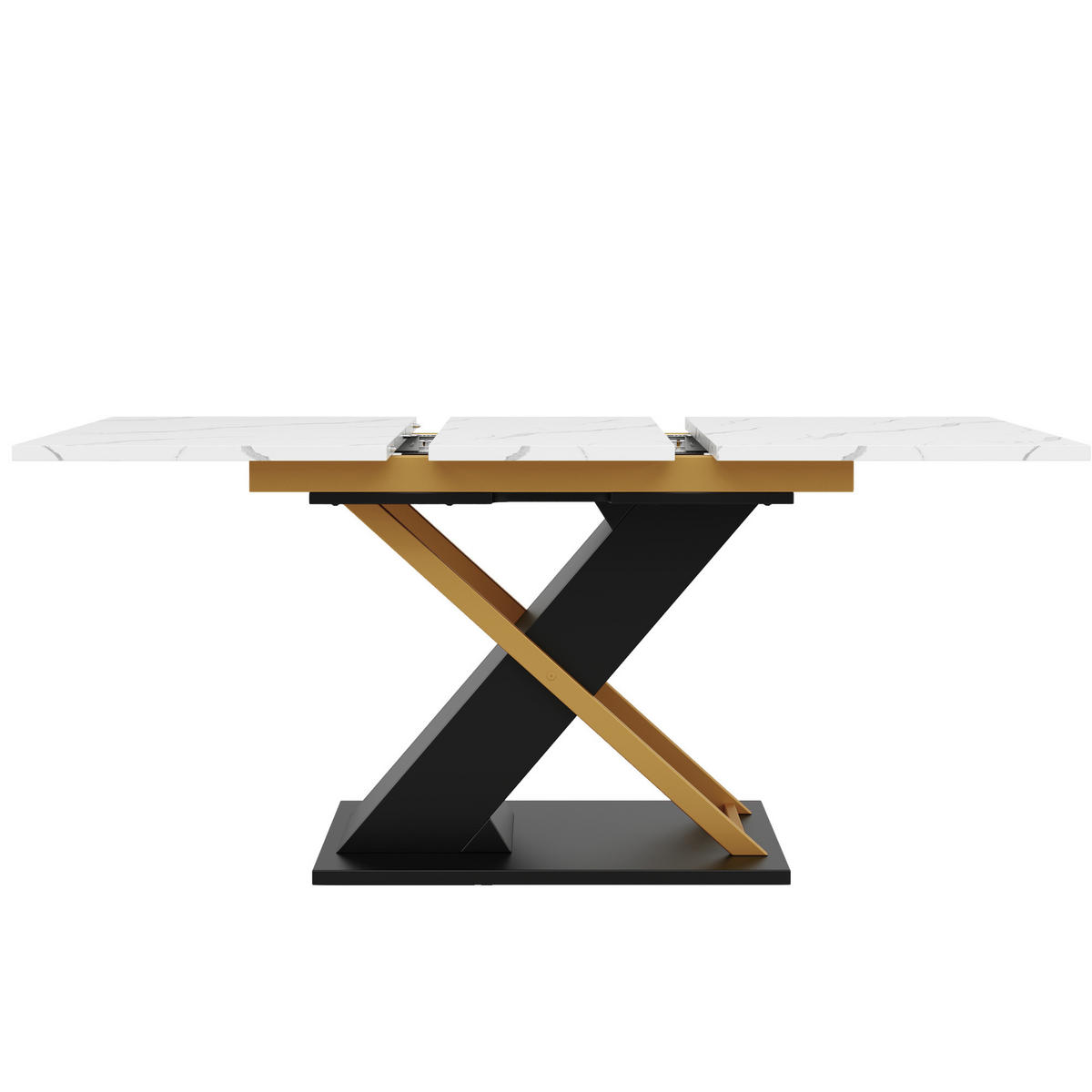 AUSZIEHTISCH 120-160/80/75,4 cm in Schwarz mit Marmormuster - Schwarz, Holzwerkstoff (160/80/75.4cm) - BEAOK