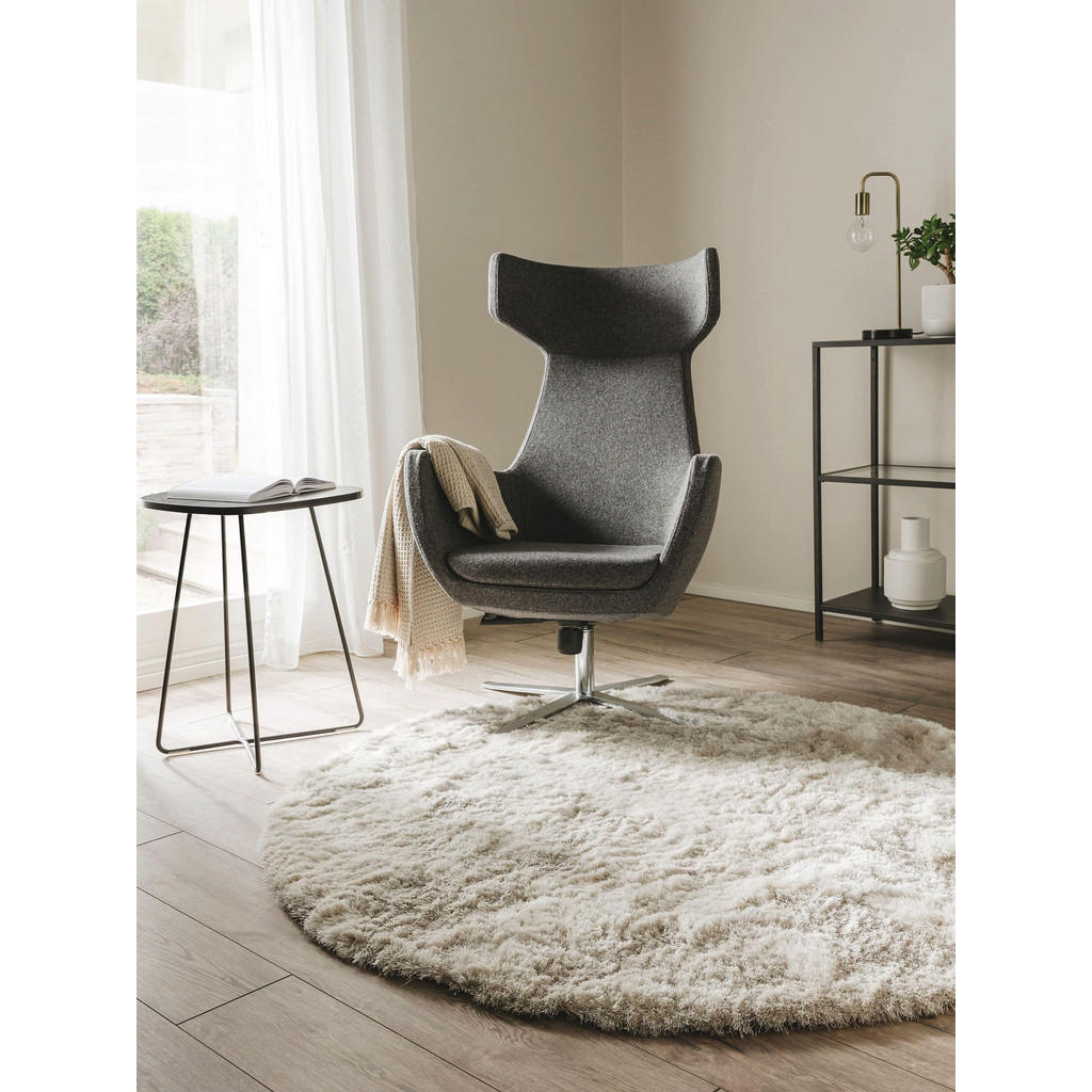Thumbnail - benuta Nest Hochflorteppich, Beige, Textil, Beton Optik, Rund, 160x160 cm, wasserabweisend, Teppiche & Böden, Teppiche, ...