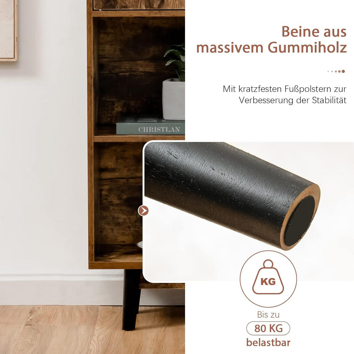 BÜCHERREGAL Braun - Braun, Holz (24/120/80cm) - COSTWAY