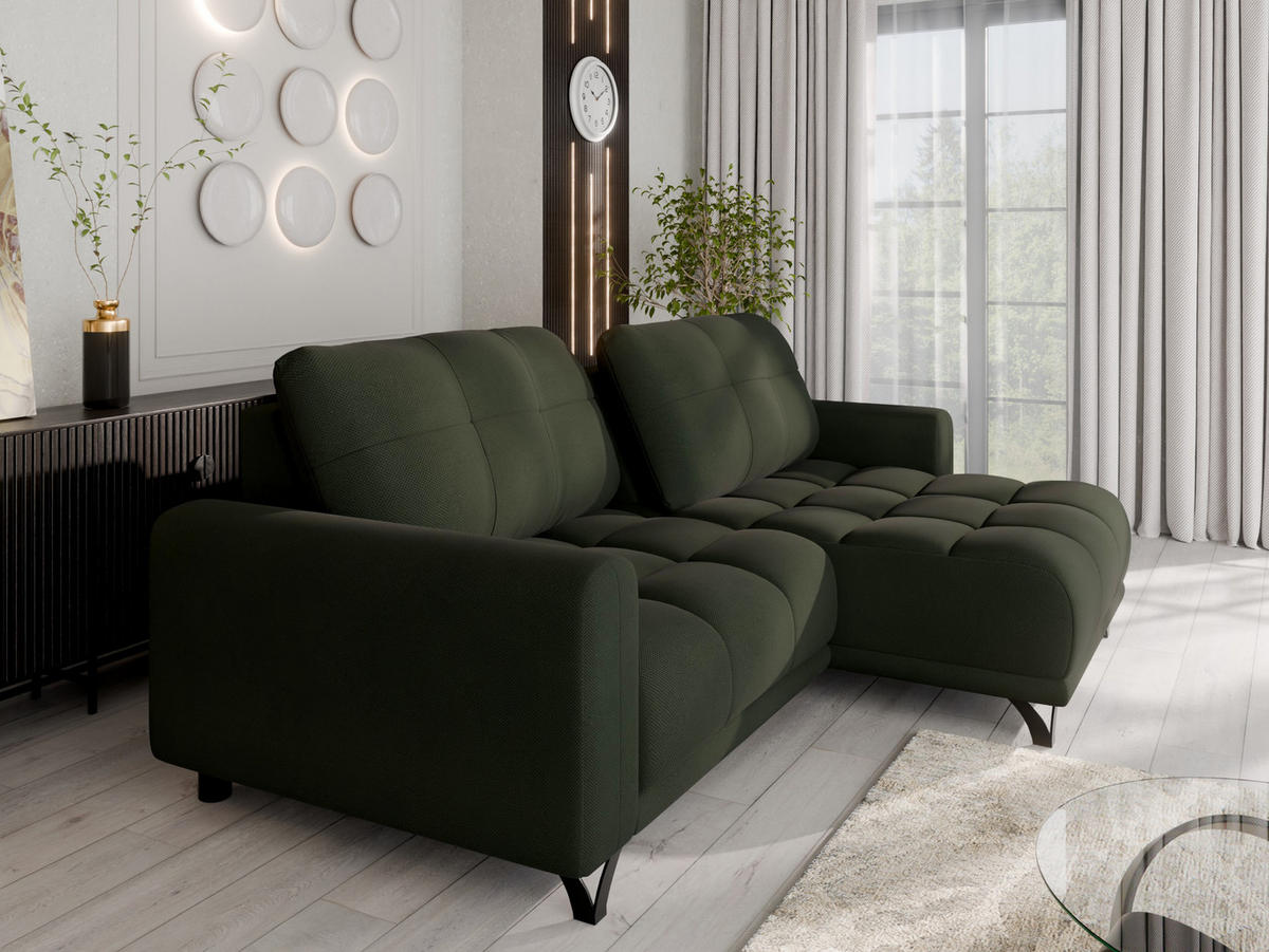 ECKSOFA Ferrino L-Form, Recamiere beidseitig montierbar, Dunkelgrau - Dunkelgrau, Holz (174/234cm) - Panda Möbel