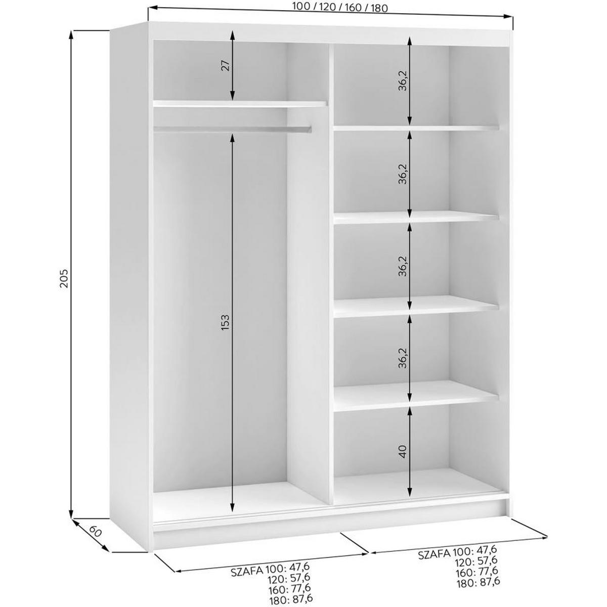 SCHWEBETÜRENSCHRANK Hela 100/205/60 2-türig eiche Artisan/schwarz mit Schubladen - Schwarz/Eiche Artisan, Holzwerkstoff (100/205/60cm) - Beautysofa