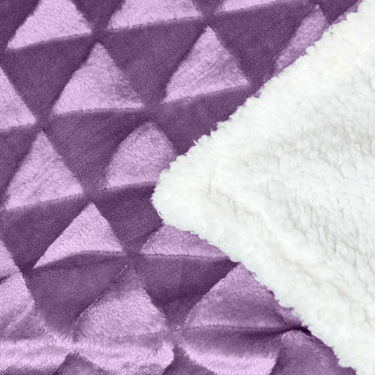 KUSCHELDECKE Sherpa 200/230 cm, Samtdecke mit Dreieckmuster - Lila, Textil (200/230cm) - Homescapes