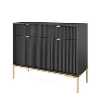 KOMMODE STELLARE 104/83/39 cm mit 2 Schubladen 2 Türen Schwarz - Goldfarben/Schwarz, Holzwerkstoff (104/83/39cm) - MASSENO