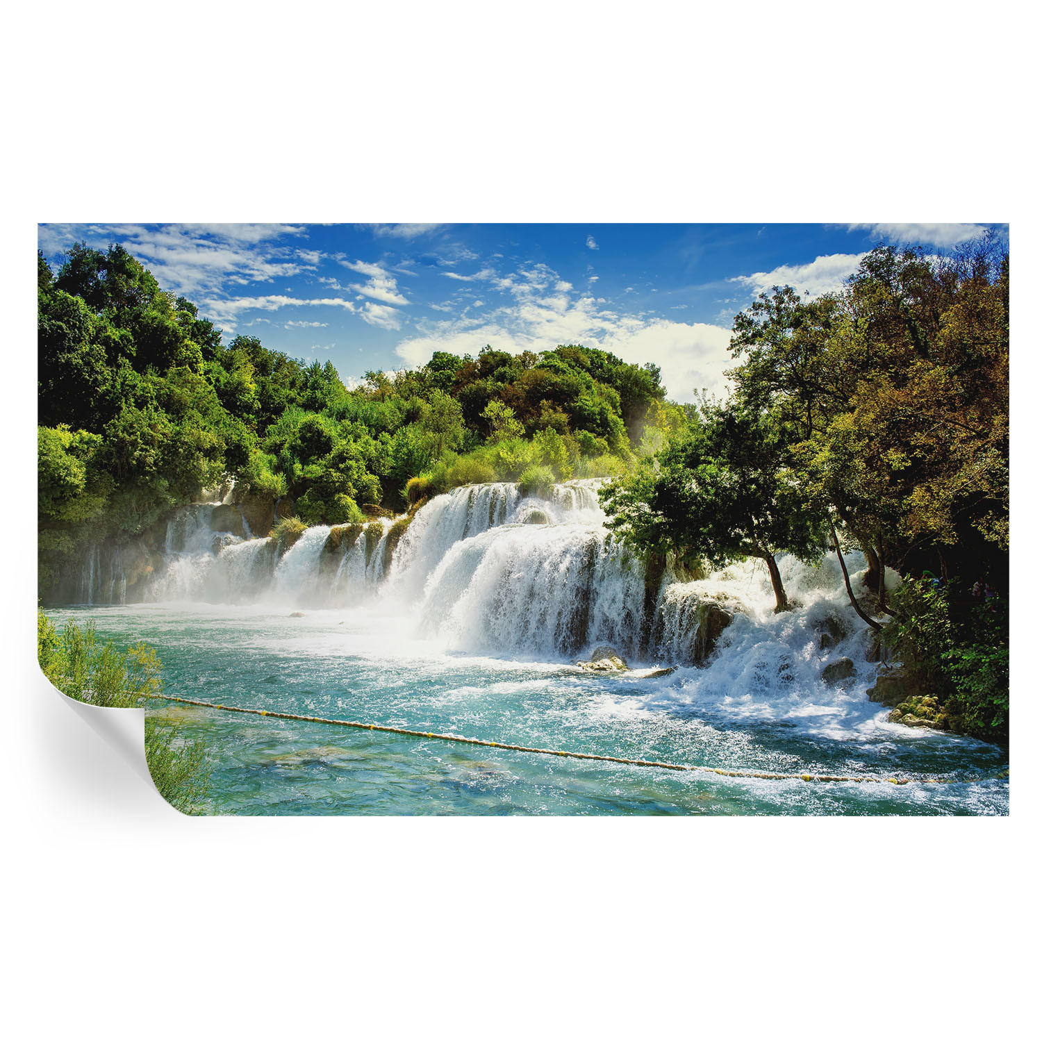 FOTOTAPETE 416x254 cm - Ein atemberaubender Wasserfall - Grün, Textil (416/254cm) - Wallfluent