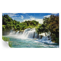 FOTOTAPETE 416x254 cm - Ein atemberaubender Wasserfall - Grün, Textil (416/254cm) - Wallfluent