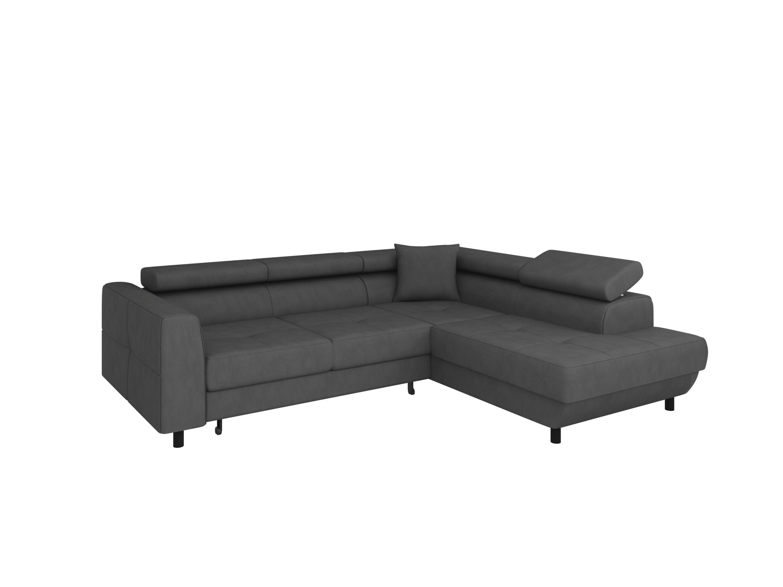 ECKSCHLAFSOFA Vena III mit Schlaffunktion und Bettkasten, Reechts montierbar, Graphite - Graphitfarben, Holz (254/199cm) - Homesy