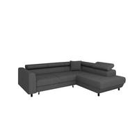ECKSCHLAFSOFA Vena III mit Schlaffunktion und Bettkasten, Reechts montierbar, Graphite - Graphitfarben, Holz (254/199cm) - Homesy