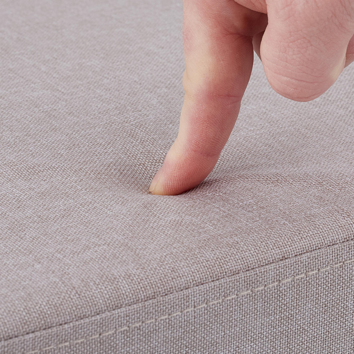 SITZHOCKER - Beige, Holzwerkstoff/Textil (48.5/49/27cm) - Relaxdays