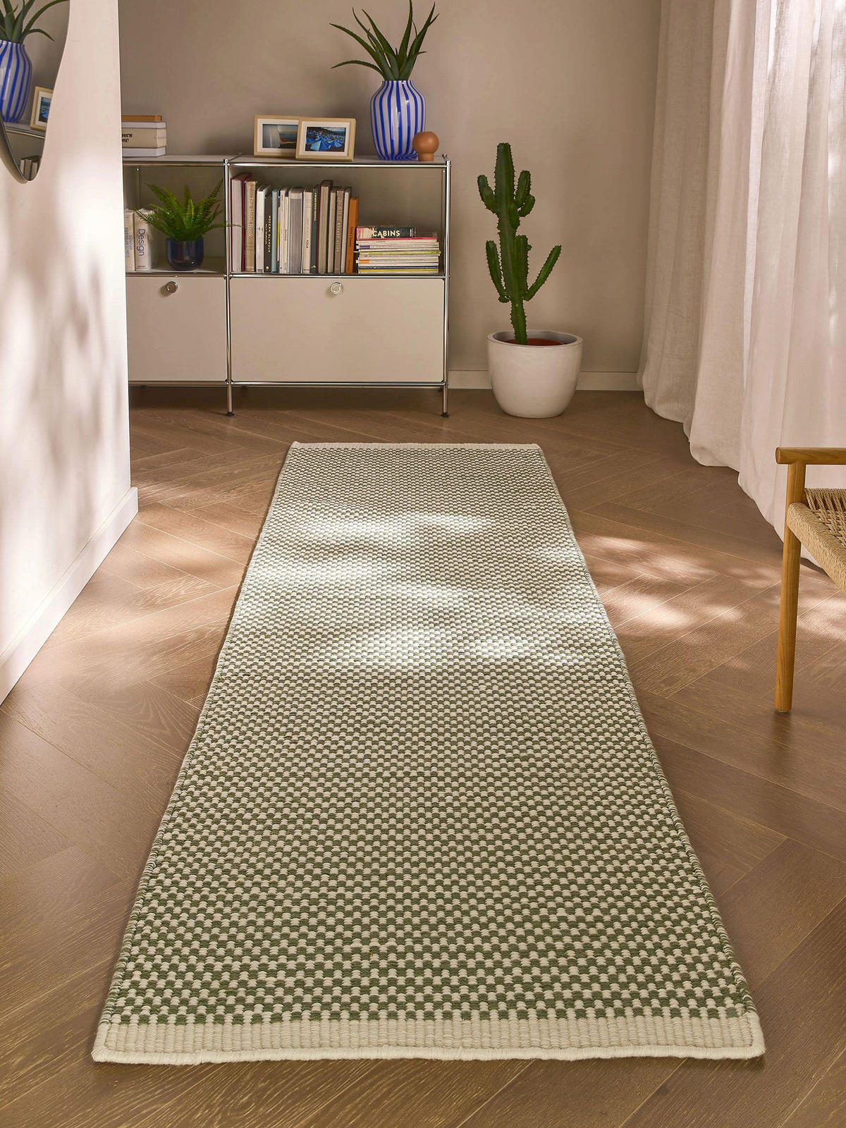 WOLLTEPPICH-LÄUFER Laura handgewebt 80/250 cm - Grün, Naturmaterialien/Textil (80/250cm) - benuta Pure
