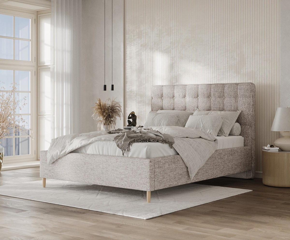 POLSTERBETT Paloma 120/200 cm Beige im Neve Stoff - Beige/Naturfarben, Holz/Holzwerkstoff (120/200cm) - AltaBeds