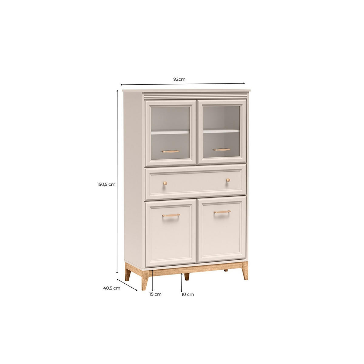 VITRINE Windsor W-5 92 x 150,5 x 40,5 cm Kaschmir - Kaschmir/Eichefarben, Eichenholz/Holzwerkstoff (92/150.5/40.5cm) - Koseto