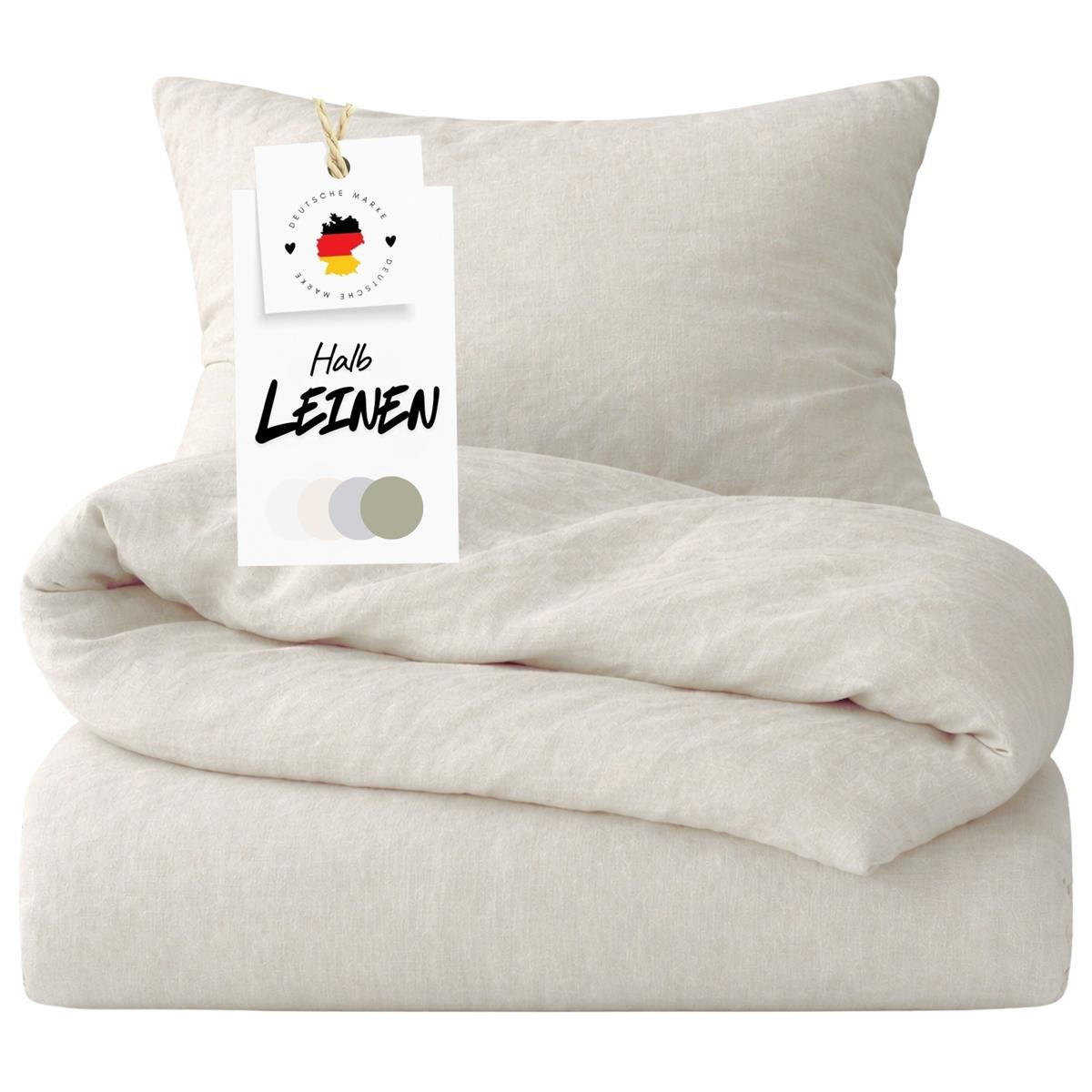 BETTWÄSCHE Halbleinen 155x220 cm aus 55% Baumwolle 45% Leinen, Bettbezug 155 x 220 - Natur - Naturfarben, Textil (155/220cm) - Carpe Sonno