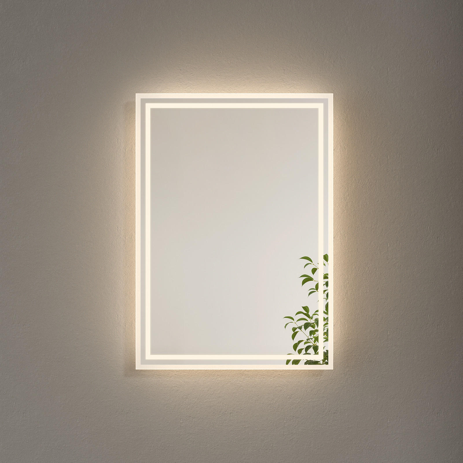 BADSPIEGEL mit Power-Off-Memory-Funktion Beleuchtung 70/50/3,5 cm - Weiß, Glas (50/3.5/70cm) - EMKE