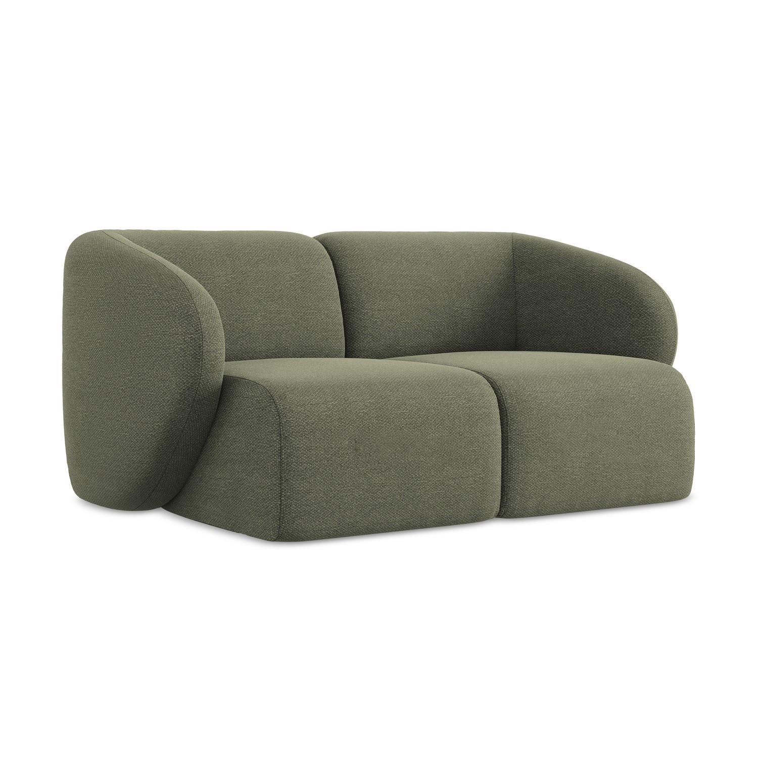 2-SITZER-SOFA Bouclé Stoff Grün - Schwarz/Olivgrün, Holzwerkstoff/Kunststoff (174/75/94cm) - LaMiaSofa