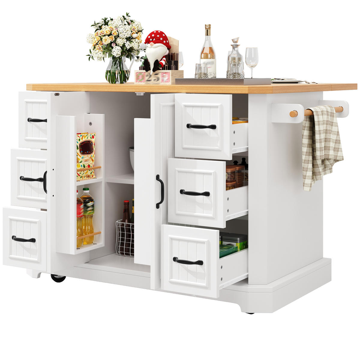 KÜCHENINSEL Weiß 120/75/91 cm - Weiß, Holzwerkstoff (120/91/45cm) - PANGIVO
