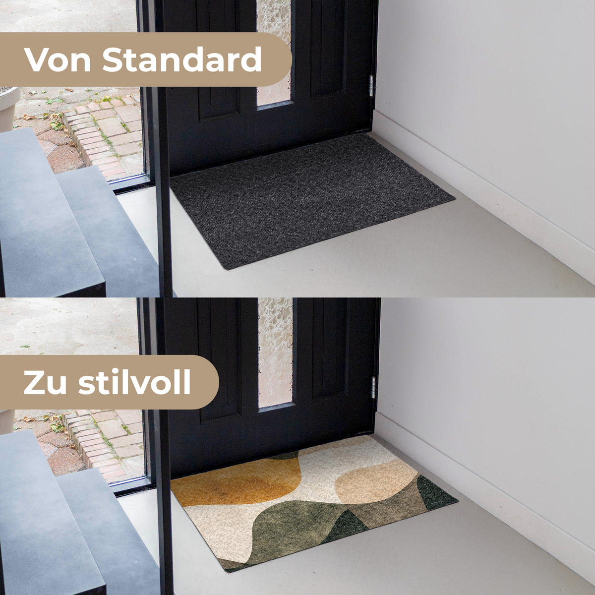 FUSSMATTE Formen - Ockergelb - Abstrakt 90x60 cm - Multicolor, Kunststoff (90/0.4cm) - MuchoWow