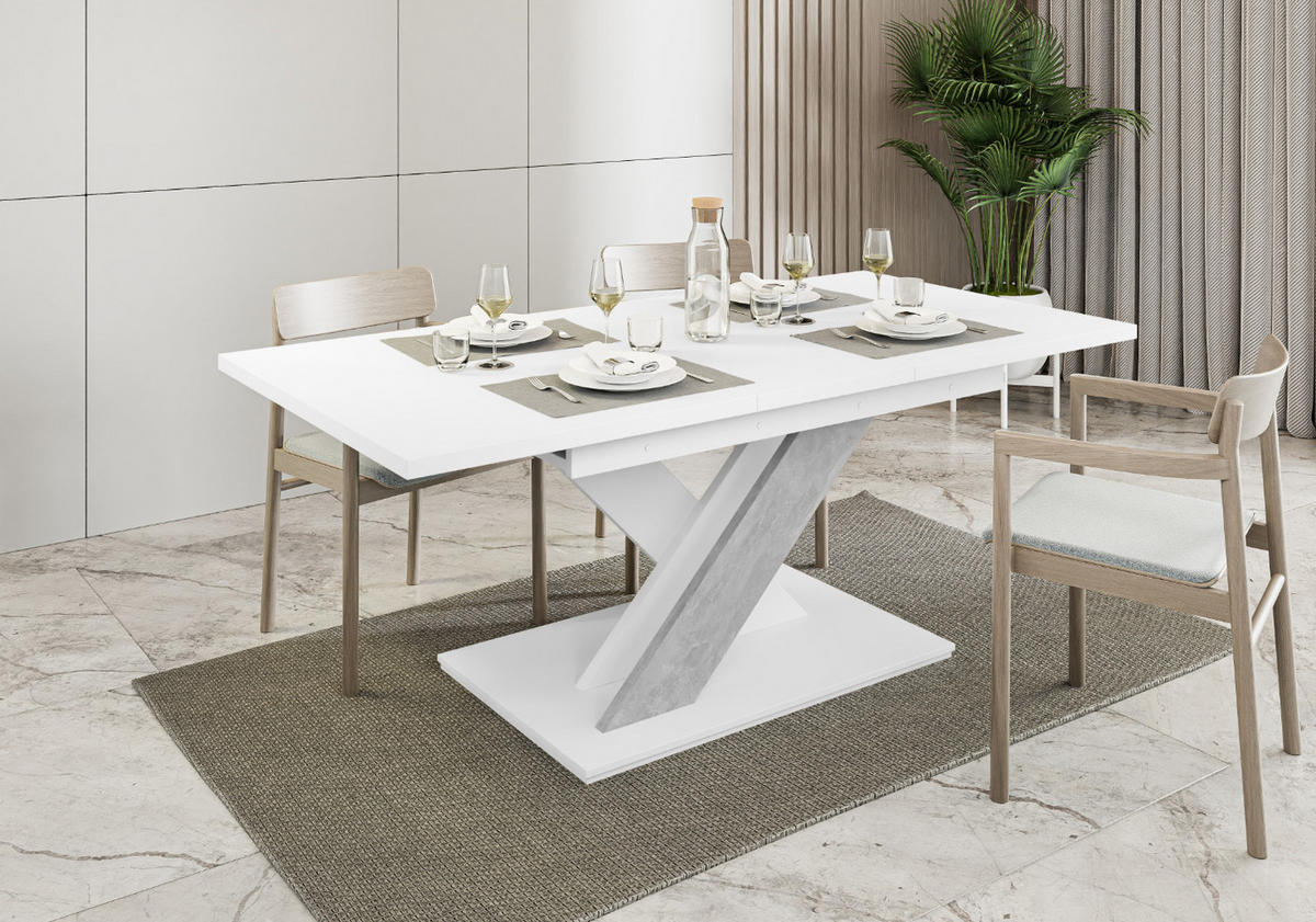 ESSTISCH Ausziehbar 140-180 cm Weiß - Weiß, Holzwerkstoff (180/80/75cm) - Home Collective