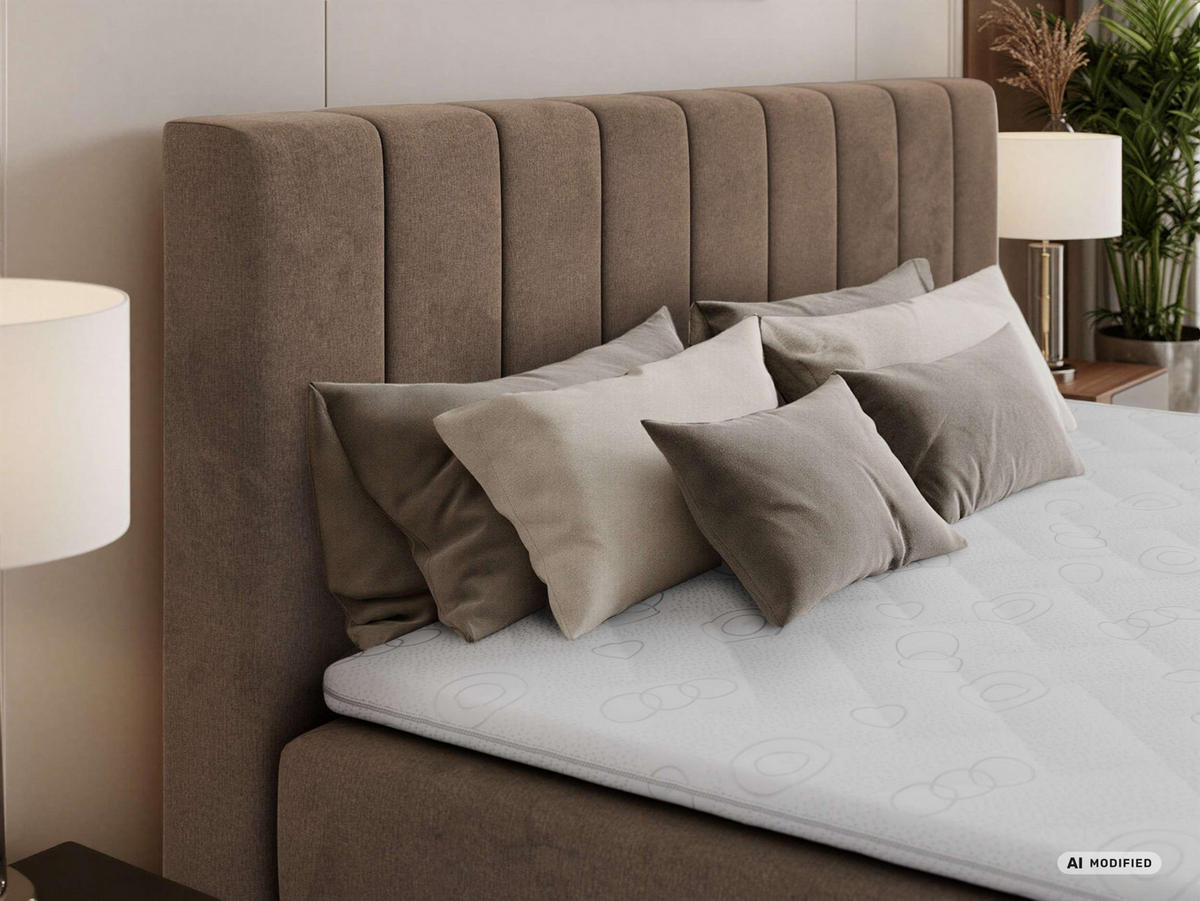 BOXBETT ALVER 200/200 - Braun Velvet - Topper T25 - H3 - Schwarz/Braun, Kunststoff/Textil (200/200cm) - MKS