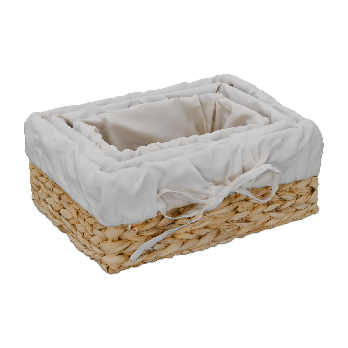 3TLG.BROTKORB-SET - Multicolor, Textil/Metall (30.5/12/23cm) - Relaxdays