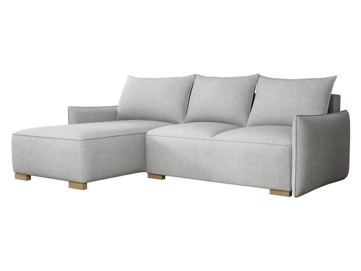 ECKSCHLAFSOFA Focus L - Hellgrau/Naturfarben, Holz/Textil (240/155cm) - MIRJAN24