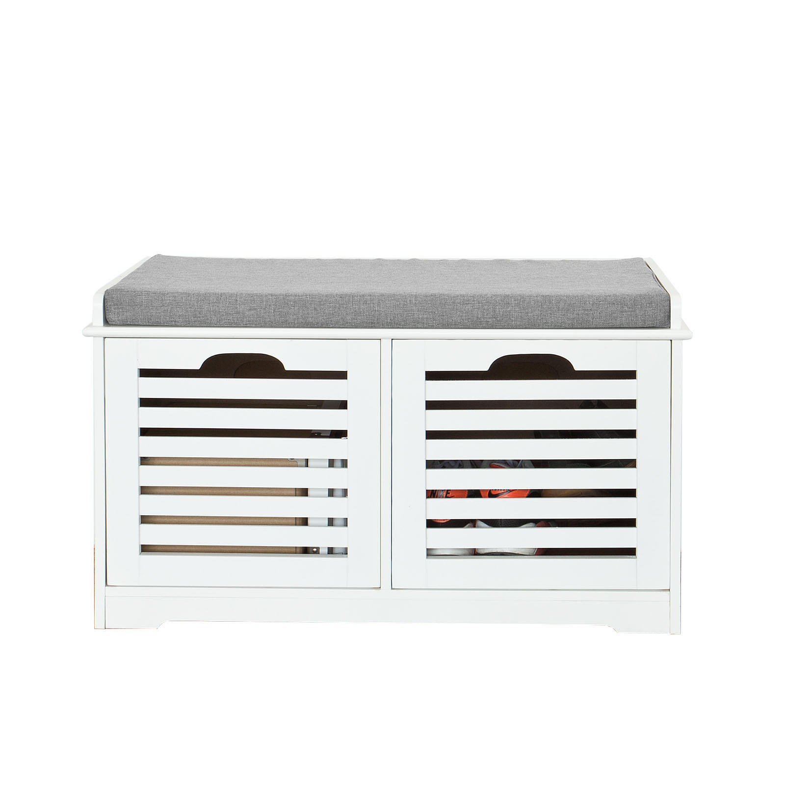 SCHUHBANK Weiß - Weiß, Holzwerkstoff (71/43/34cm) - SoBuy