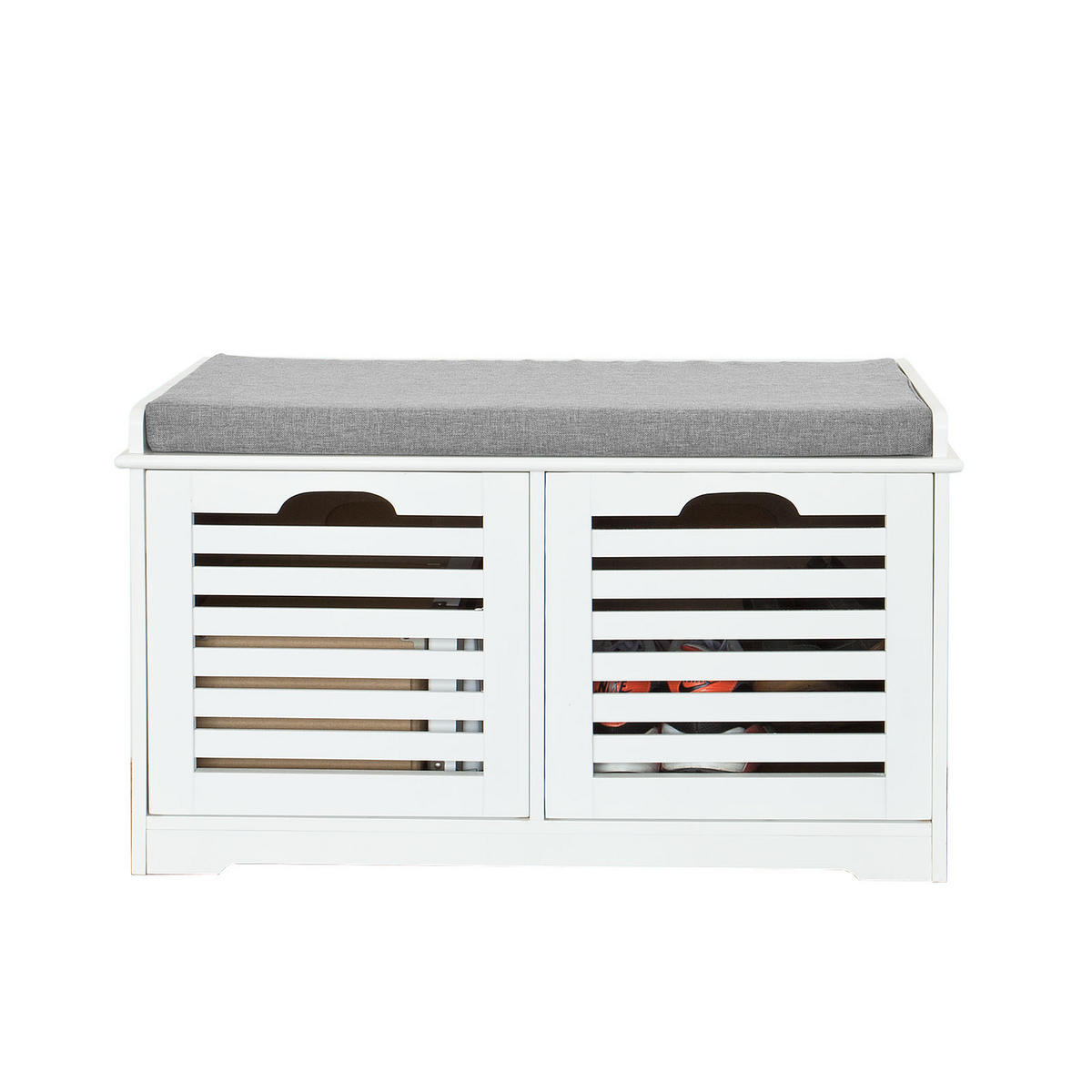 SCHUHBANK Weiß - Weiß, Holzwerkstoff (71/43/34cm) - SoBuy