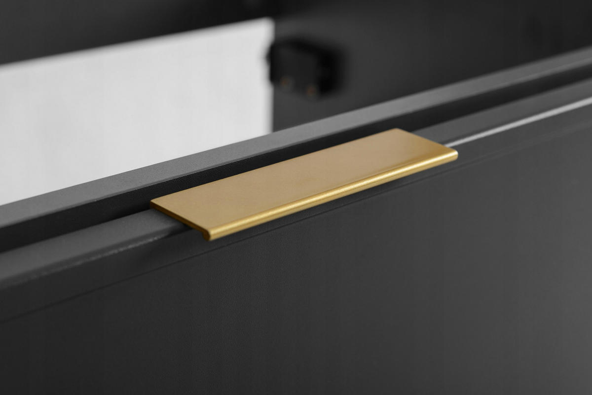 WASCHBECKUNTERSCHRANK SLIM 120cm mit Arbeitsplatte Schwarz Schwarz - Schwarz, Holzwerkstoff (120/57/46cm) - Rodan