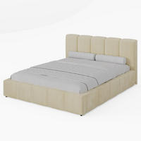 POLSTERBETT FERRO 140/200 cm, in Creme, Velours-Stoff, gepolstertes Kopfteil, Lattenrost, Bettkasten - Creme, Textil (180/200cm) - Barchello