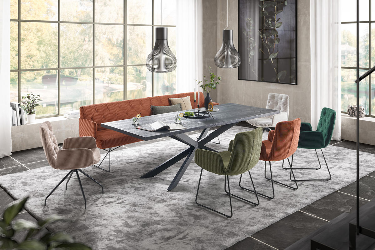 ESSZIMMERBANK CHARME Braun Cord - Dunkelbraun/Braun, Textil (166/85/69cm) - KAWOLA