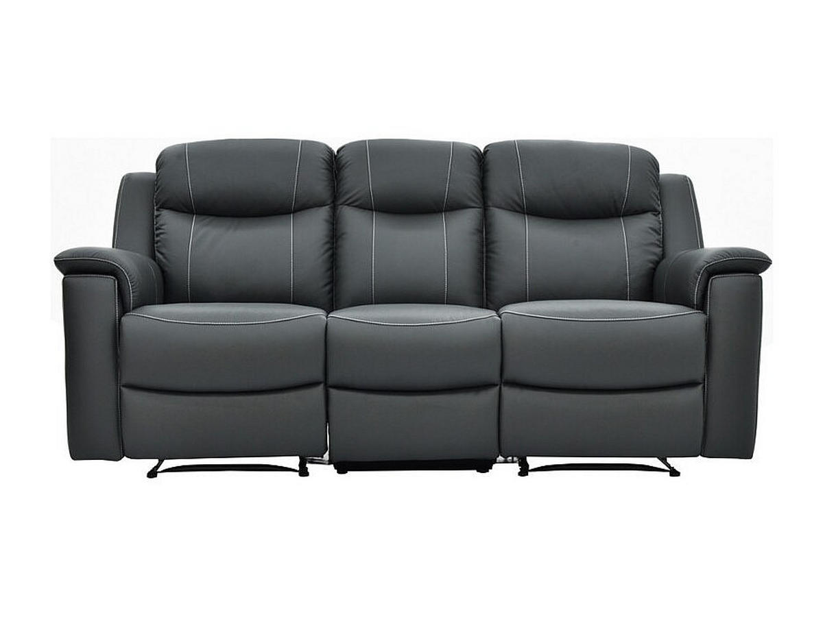 RELAXSOFA - 3 Personen - leder - anthrazitgrau Evasion - Anthrazit, Leder (205/100/96cm) - Vente-Unique