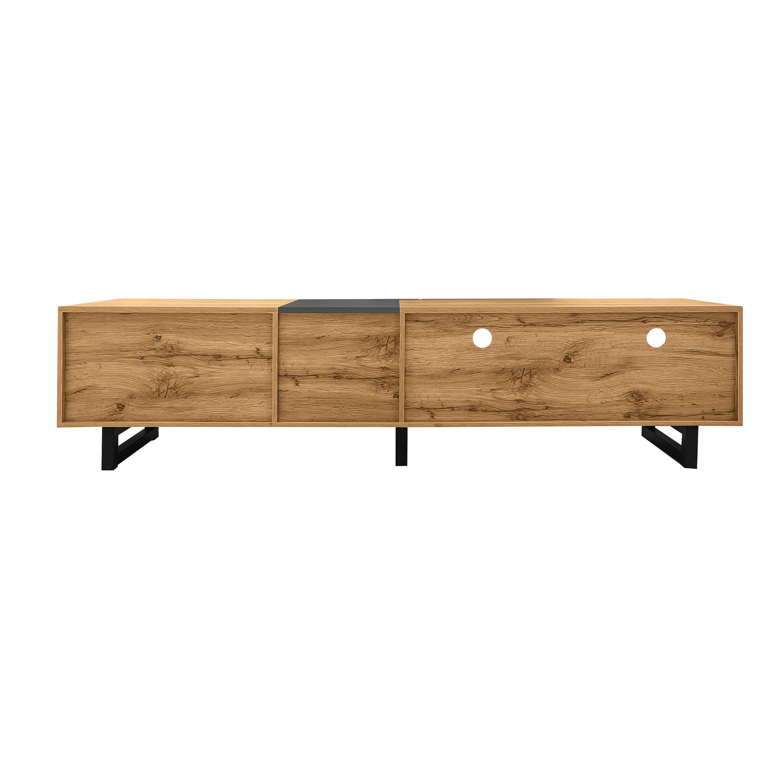 TV-ELEMENT170X36,5X42CM Colorblock-Design 3-Türen Retro-Holzmaserung - Naturfarben, Holz (45.72/21.72/98.43cm) - Raelunyi