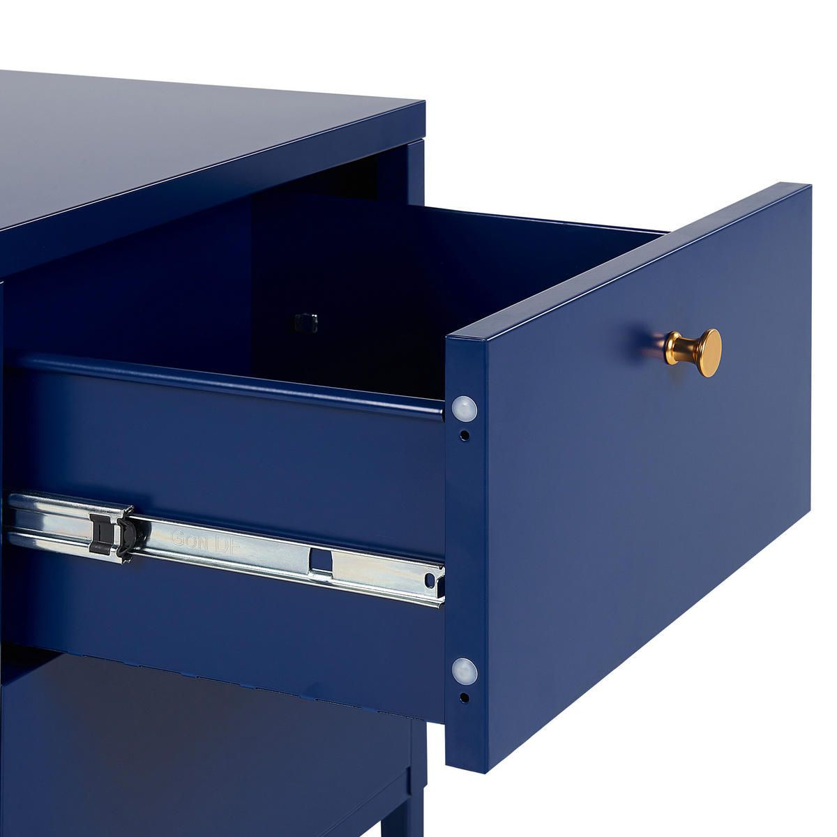 NACHTTISCH blau 2 Schubladen Kylea - Blau/Goldfarben, Metall (43/55/40cm) - Beliani