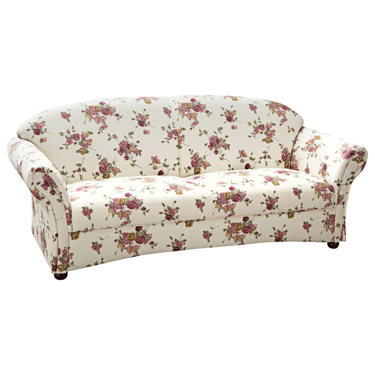 SOFA Landhaus 2,5-Sitzer Kama Bezug Flachgewebe Blumenmuster 3 - Beige, Kunststoff (202/85/81cm) - 58aufmkessel