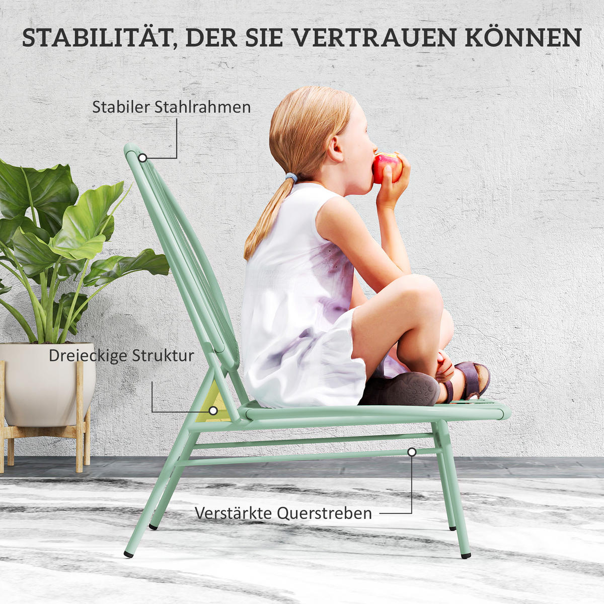BISTRO-SET 3-teilig aus Stahl Wetterfest Gartenmöbel Set mit Bistrotisch Grün - Grün, Kunststoff - Outsunny