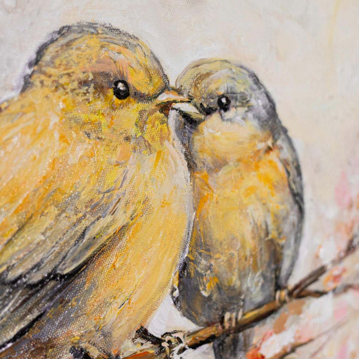 GEMÄLDE Zarte Vögel Schattenfugenrahmen Beige 70x50 cm - Beige, Holz (70/50cm) - YS-art gallery