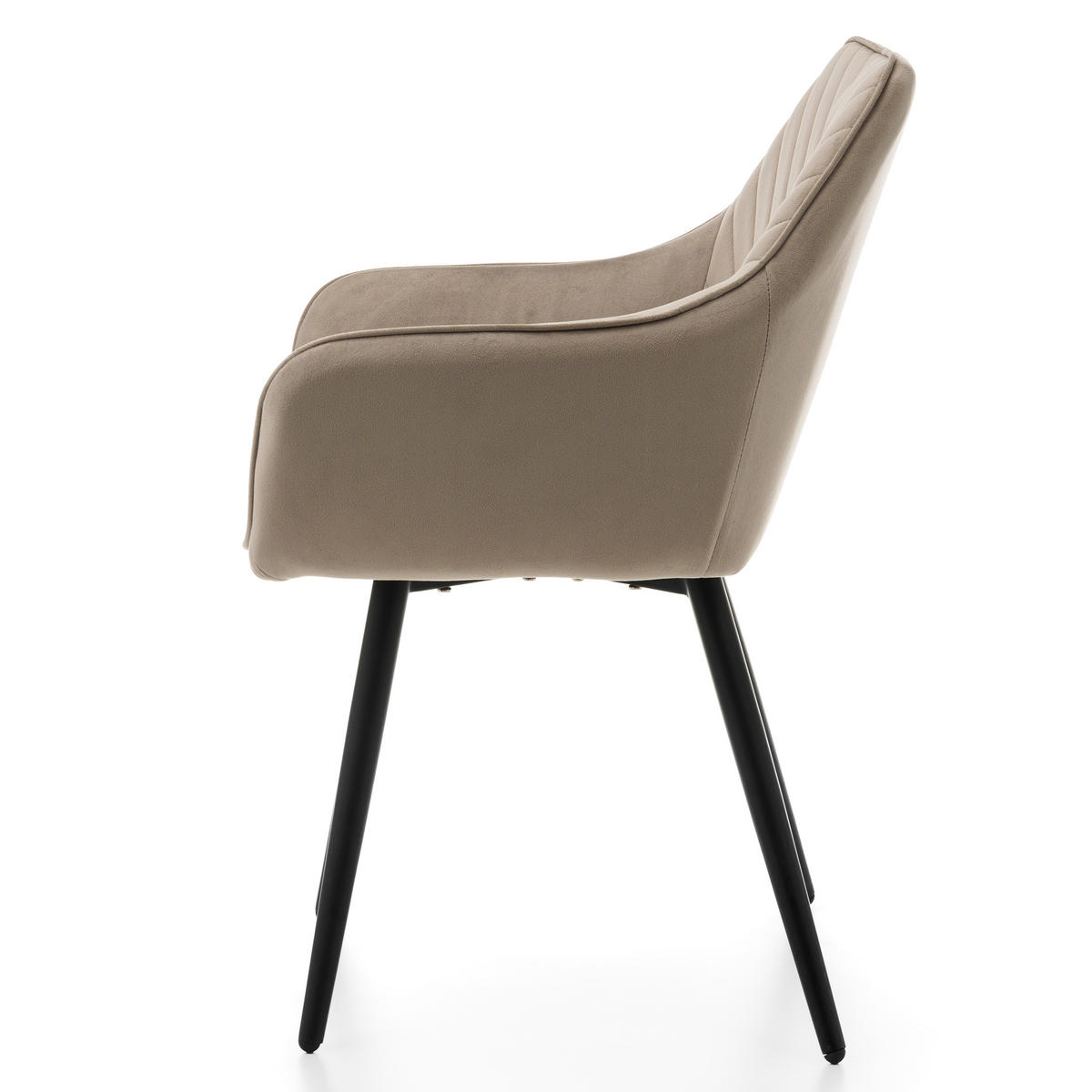 STUHL VASTO gepolstert mit Steppung - dunkelbeige - Samt Velours - Beige/Schwarz, Textil/Metall (58/87/60cm) - NEW HOME