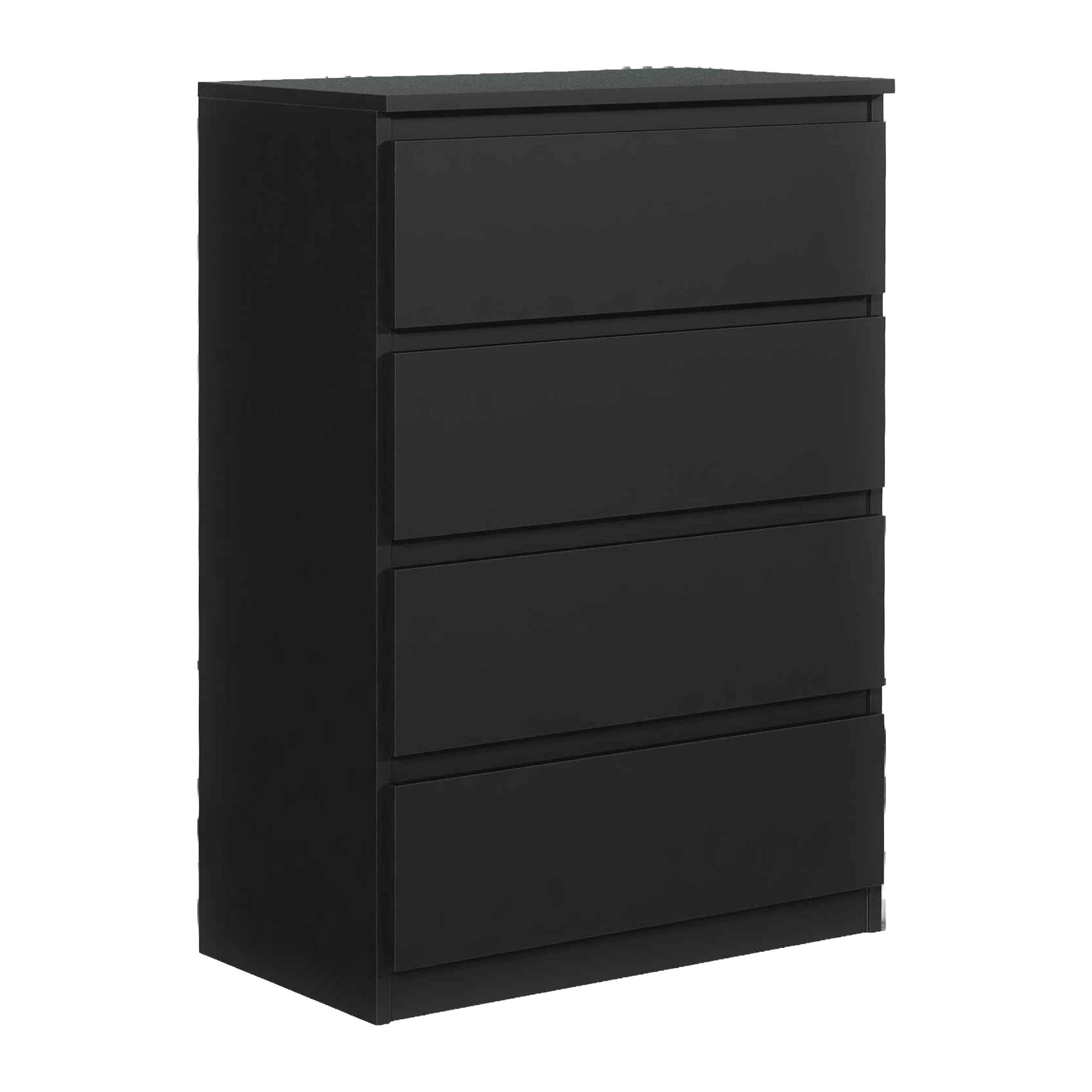 KOMMODE NUDO 70/102/39cm mit 4 Schubladen Türen Schwarz - Schwarz, Holzwerkstoff (70/102/39cm) - MASSENO